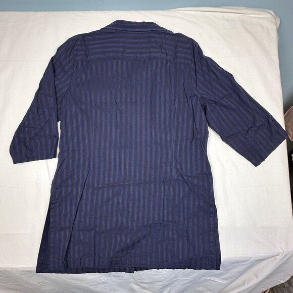 Faconnable Women's Sz M‎ Dress Striped Button-Up Shirt 3/4 Sleeves Blue - Picture 3 of 7